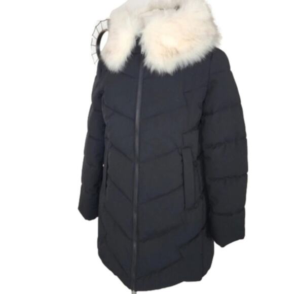 Sam Edelman Puffer Coat Faux Fur Trim Hooded Parka‎ Navy Warm Size XXL NEW! - Picture 6 of 9